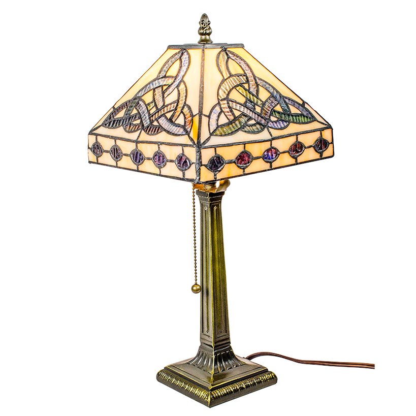 Boe649 Tiffany Style Lamp With Celtic Trinity Knot Stained Glass Irish